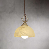 Windham Alabaster Pendant Light with Copper Wire Accents - Modern Lighting Fixture for Elegant Bedroom Decor and Contemporary Hanging Light