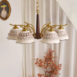 Ceramic Shade Midcentury Chandelier